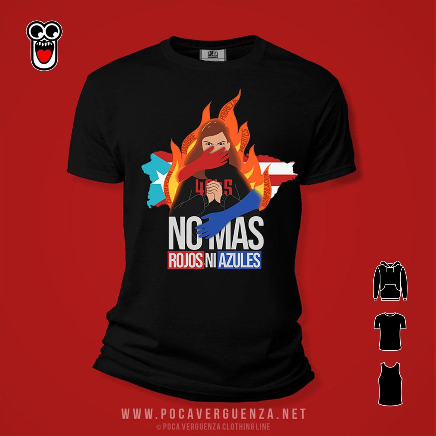 No Mas Rojos Ni Azules pocaverguenzapr Camisetas (5561859997855)