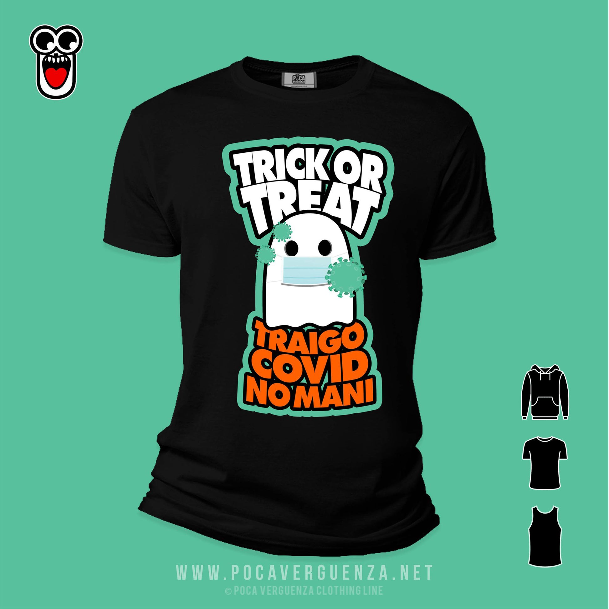 Trick Treat, Traigo Covid No Maní pocaverguenza Camisetas (5696254574751)